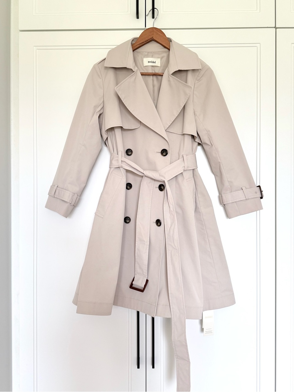 Snidel Double Breasted Belted Trench Coat Beige